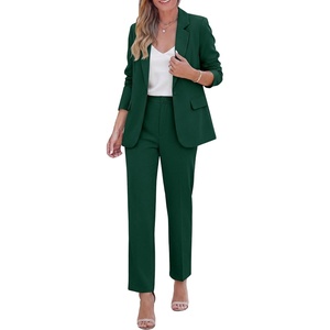 PRETTYGARDEN Two Piece Sets for Women Dressy Pant Suits(Dark Green)