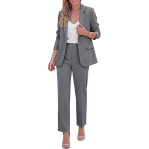PRETTYGARDEN Two Piece Sets for Women Dressy Pant Suits(Grey)