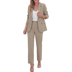 PRETTYGARDEN Two Piece Sets for Women Dressy Pant Suits(Khaki)