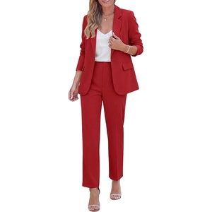 PRETTYGARDEN Two Piece Sets for Women Dressy Pant Suits(Red)