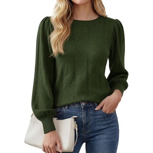 PRETTYGARDEN Women Fall Fashion Hollow Out Holiday Sweaters(Army Green)
