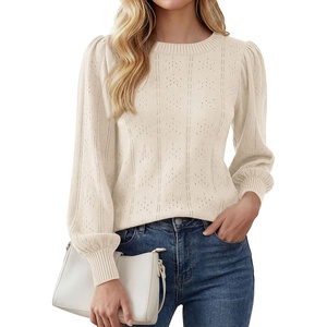 PRETTYGARDEN Women Fall Fashion Hollow Out Holiday Sweaters(Beige)