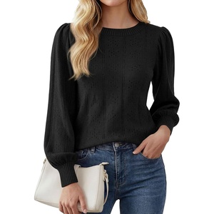 PRETTYGARDEN Women Fall Fashion Hollow Out Holiday Sweaters(Black)
