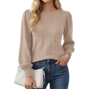 PRETTYGARDEN Women Fall Fashion Hollow Out Holiday Sweaters(Light Khaki)