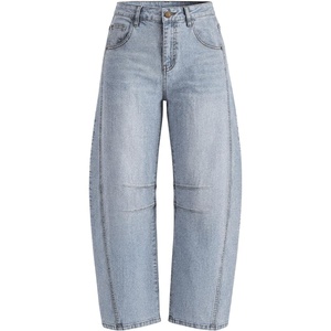 PRETTYGARDEN Women’s Barrel Baggy Jeans High Waisted Pants(Dusk Blue)