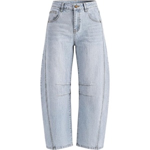 PRETTYGARDEN Women’s Barrel Baggy Jeans High Waisted Pants(Light Blue)