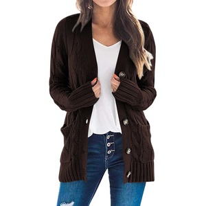 PRETTYGARDEN Women’s Cable Knit Cardigan Sweaters Fall(Coffee)