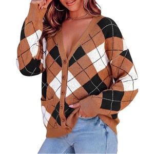 PRETTYGARDEN Women’s Cardigan Argyle Winter Sweaters(Plaid Brown)