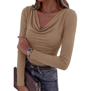 PRETTYGARDEN Women’s Cowl Neck Long Sleeve Shirts(Khaki)