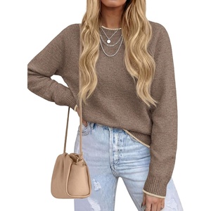 PRETTYGARDEN Womens Crewneck Fall Sweaters Pullover Tops(Brown)