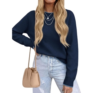 PRETTYGARDEN Womens Crewneck Fall Sweaters Pullover Tops(Navy)