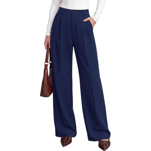 PRETTYGARDEN Women’s Dress Pants Wide Leg Flowy Trousers(Navy Blue)