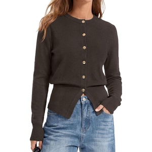 PRETTYGARDEN Womens Early Fall Fashion Knit Cardigan Sweaters(Brown)