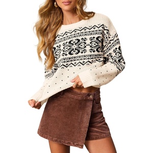 PRETTYGARDEN Women’s Fair Isle Oversized Sweater(Print Beige Black)