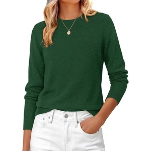 PRETTYGARDEN Womens Fall Basic Long Sleeve Sweater(Dark Green)