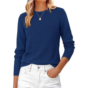 PRETTYGARDEN Womens Fall Basic Long Sleeve Sweater(Navy)