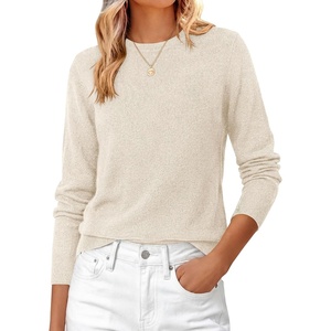 PRETTYGARDEN Womens Fall Basic Long Sleeve Sweater(White)