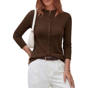 PRETTYGARDEN Womens Fall Lightweight Knit Cardigan Sweater(Brown)