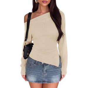 PRETTYGARDEN Womens Fall Long Sleeve Off Shoulder Sweater(Beige)