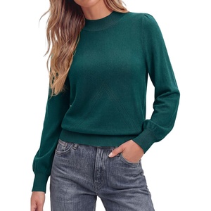 PRETTYGARDEN Womens Fall Mock Neck Long Sleeve Sweater(Dark Green)
