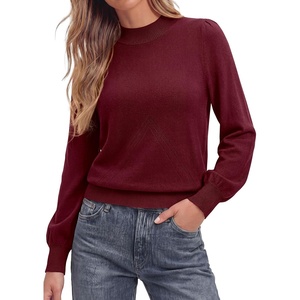 PRETTYGARDEN Womens Fall Mock Neck Long Sleeve Sweater(Wine Red)