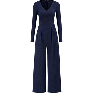 PRETTYGARDEN Womens Fall One Piece Long Sleeve Jumpsuit(Navy Blue)