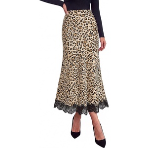 PRETTYGARDEN Women’s Flowy Satin Midi A Line Skirt(Leopard Apricot)