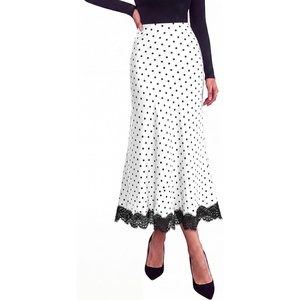 PRETTYGARDEN Women’s Flowy Satin Midi A Line Skirt(Polka Dot White)