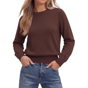 PRETTYGARDEN Women’s Long Sleeve Crew Neck Cropped Sweaters(Coffee)