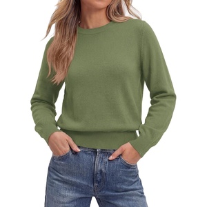PRETTYGARDEN Women’s Long Sleeve Crew Neck Cropped Sweaters(Green)