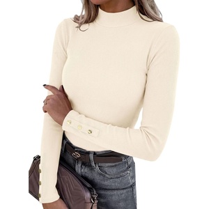 PRETTYGARDEN Women’s Long Sleeve Shirts Fall Going Out Tops(Beige)
