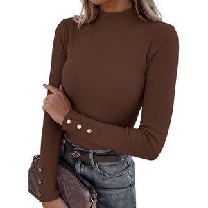 PRETTYGARDEN Women’s Long Sleeve Shirts Fall Going Out Tops(Brown)