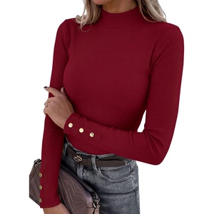 PRETTYGARDEN Women’s Long Sleeve Shirts Fall Going Out Tops(Burgundy)