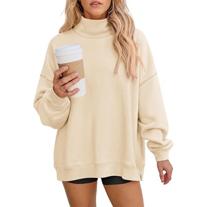PRETTYGARDEN Womens Mock Neck Sweatshirt Oversized Pullover(Apricot)