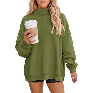 PRETTYGARDEN Womens Mock Neck Sweatshirt Oversized Pullover(Army Green)