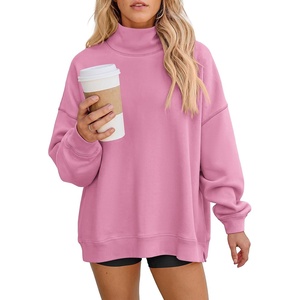 PRETTYGARDEN Womens Mock Neck Sweatshirt Oversized Pullover(Pink)