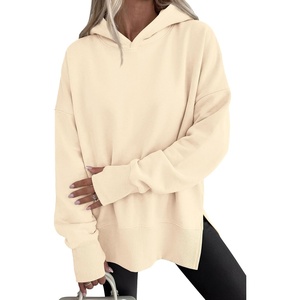 PRETTYGARDEN Womens Oversized Hoodies Side Slit Sweatshirts(Apricot)
