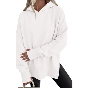 PRETTYGARDEN Womens Oversized Hoodies Side Slit Sweatshirts(White)