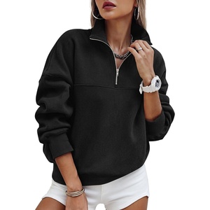 PRETTYGARDEN Women’s Quarter Zip Fleece Pullover Sweatshirts(Black)