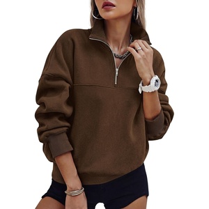 PRETTYGARDEN Women’s Quarter Zip Fleece Pullover Sweatshirts(Brown)