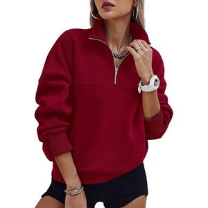 PRETTYGARDEN Women’s Quarter Zip Fleece Pullover Sweatshirts(Burgundy)