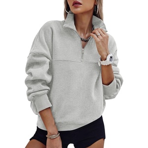 PRETTYGARDEN Women’s Quarter Zip Fleece Pullover Sweatshirts(Grey)