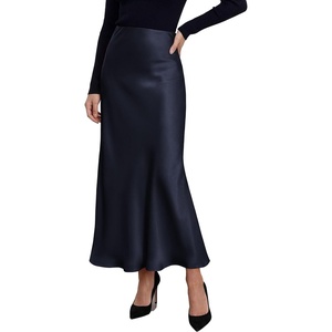 PRETTYGARDEN Women’s Silk Satin Maxi Skirts Fall Clothes(Royal Blue)