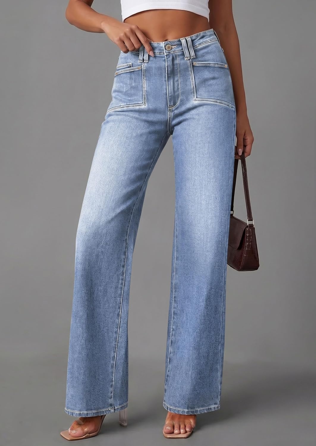 image:imagePRETTYGARDEN High Waisted Wide Leg Jeans for Women 2026 TrendyBeau Blue