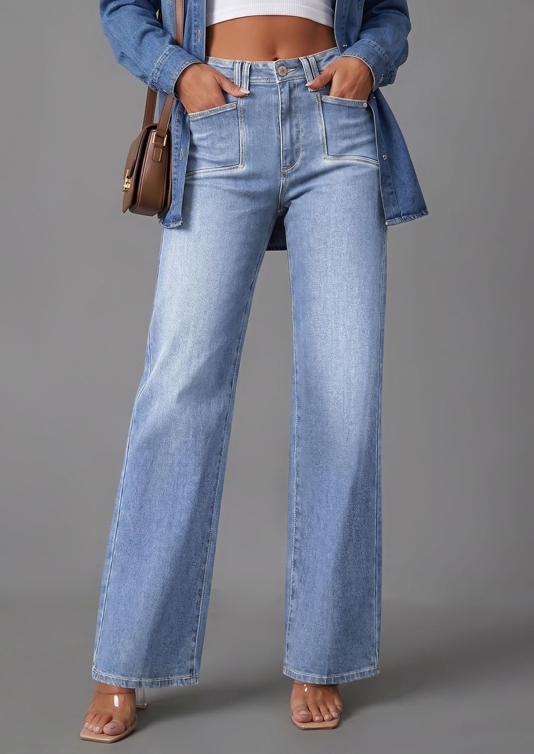 image:imagePRETTYGARDEN High Waisted Wide Leg Jeans for Women 2026 TrendyBeau Blue
