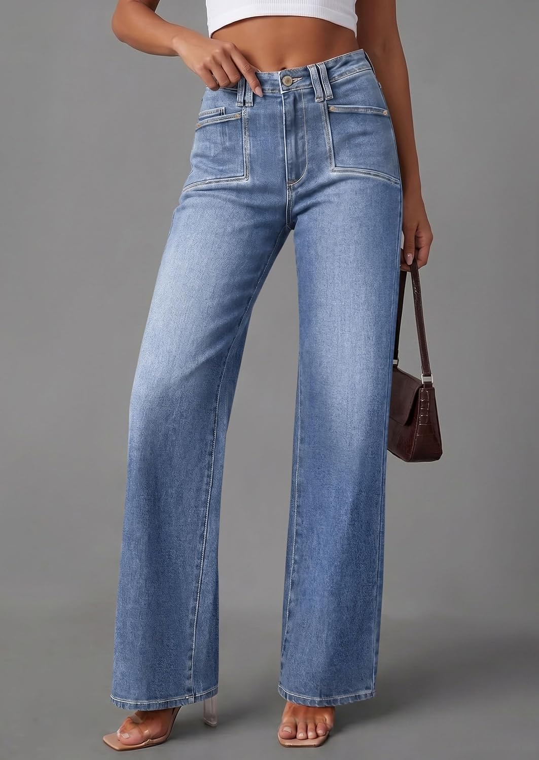 image:imagePRETTYGARDEN High Waisted Wide Leg Jeans for Women 2026 TrendyDusk Blue