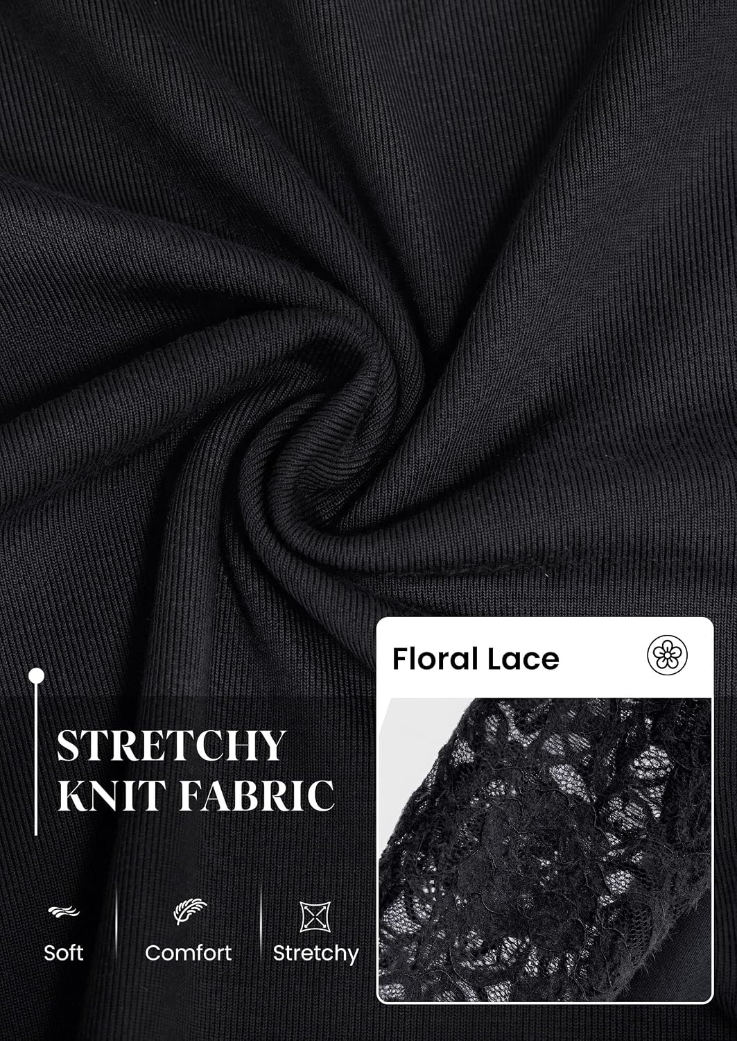 image:imagePRETTYGARDEN Sheer Lace Raglan Long Sleeve Shirts for WomenBlack