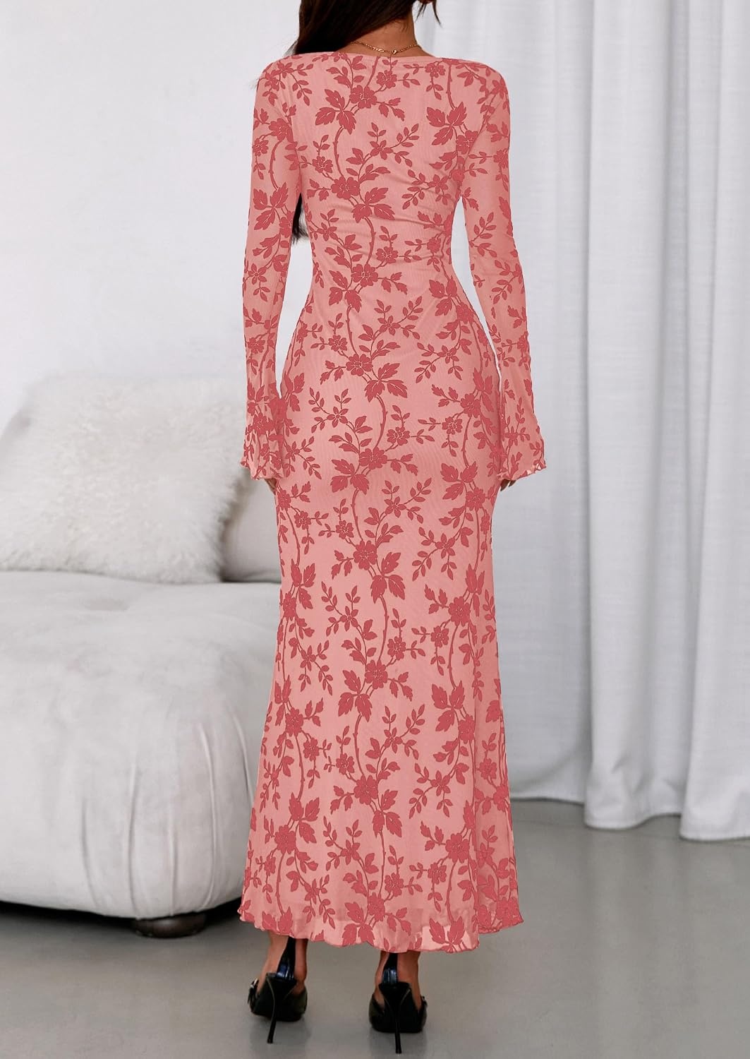 image:imagePRETTYGARDEN Womens Floral Bodycon Maxi Dress Wedding Guest DressesPink