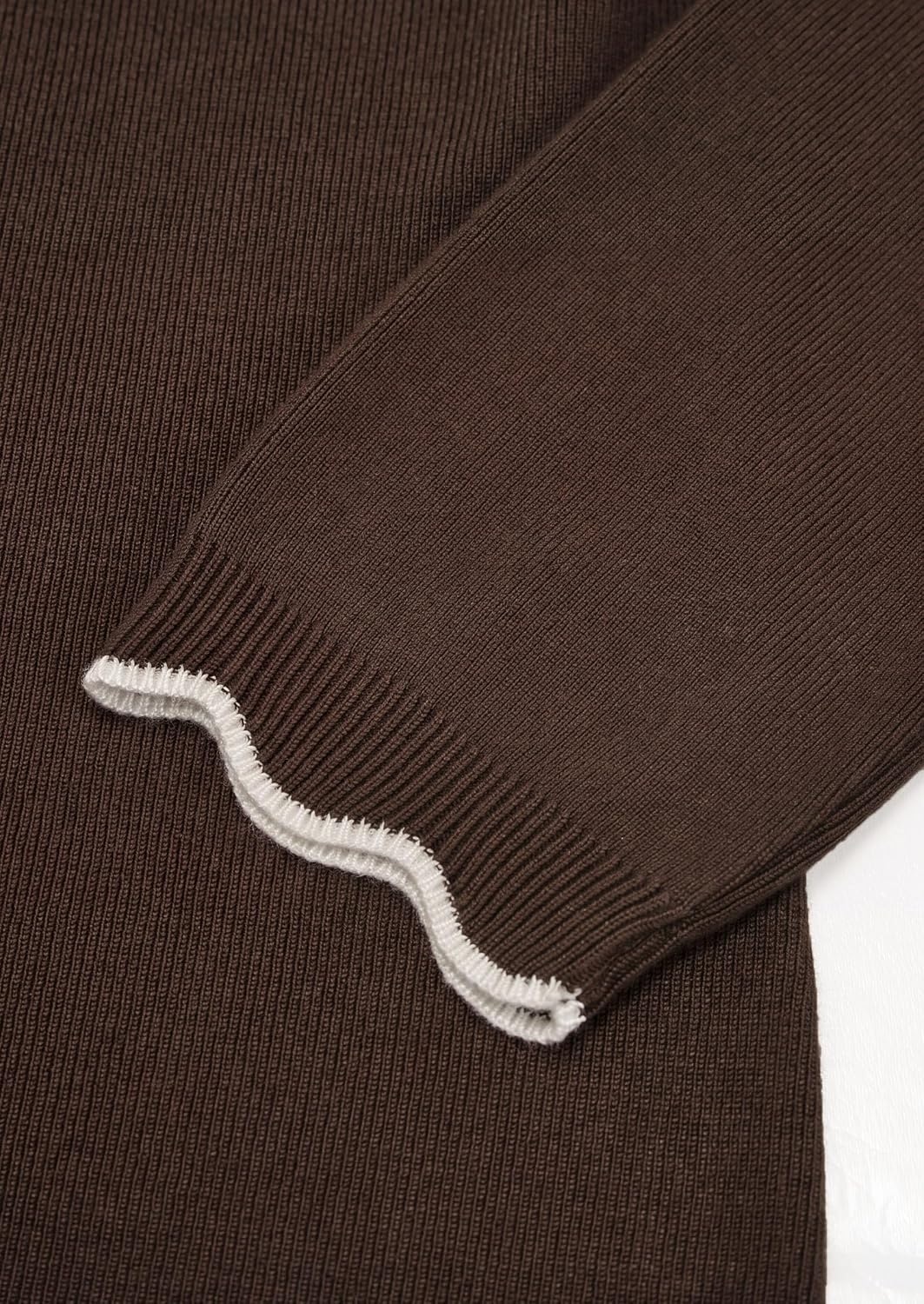 image:imagePRETTYGARDEN Womens Long Sleeve Ribbed Knit Pullover SweatersBrown