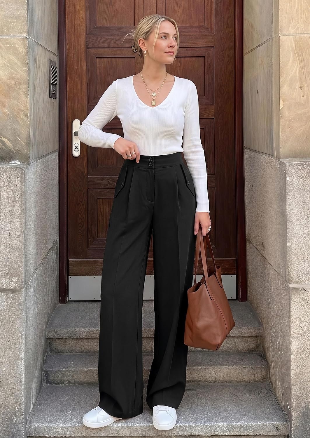 image:imagePRETTYGARDEN Womens Wide Leg Work Dress Pants TrousersBlack